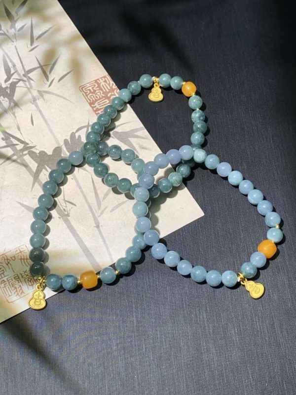 翡翠蓝水手串6mm搭配S925